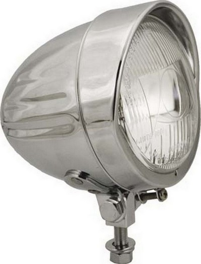 headlamp front chrome housing peak front 108 mm, ECE approved